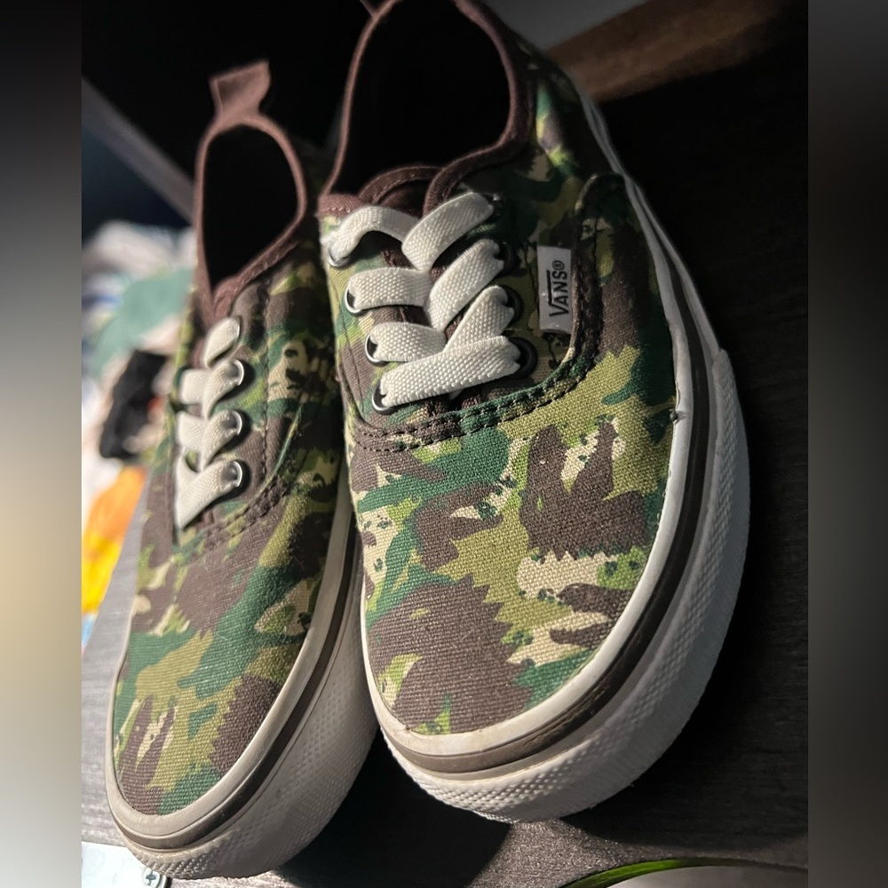 Kids dinosaur patterned VANS - like new- slip on- laced